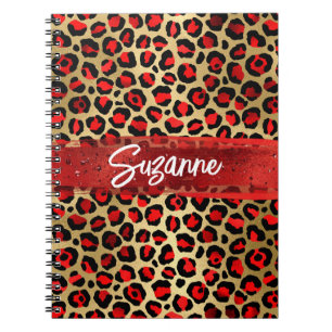Carnet Rouge Or et Noir Feuille de Léopard Coup de Pincea