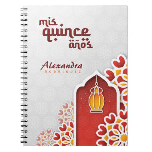 Carnet Rouge Orange Fleur Jaune Nuit Arabe Quinceañera