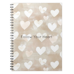 Carnet Rouge Romantique Crème Rose Coeurs