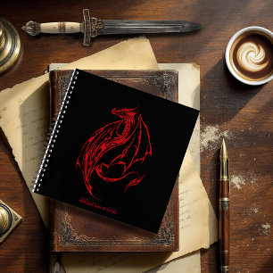 Carnet Rouge Tribal Dragon Noir