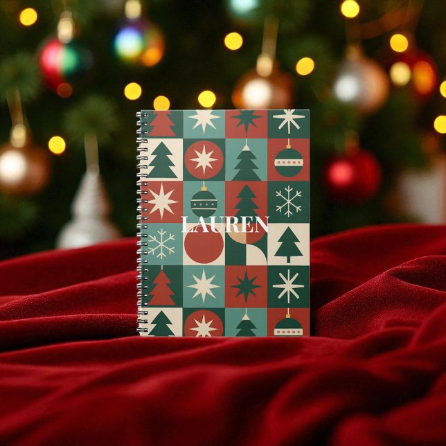 Carnet Rouge Vert À damiers mi-siècle (Créateur téléchargé)