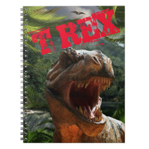 Carnet Rouge vert moderne T Rex Dinosaures Garçons