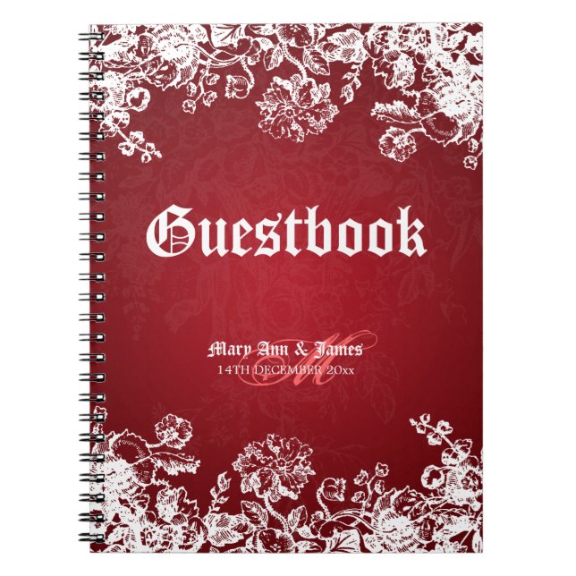 Carnet Rouge victorien de Flourish de Guestbook de (Devant)