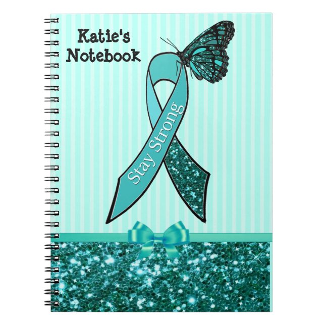Carnet Ruban turquoise de sensibilisation au cancer de l' (Devant)