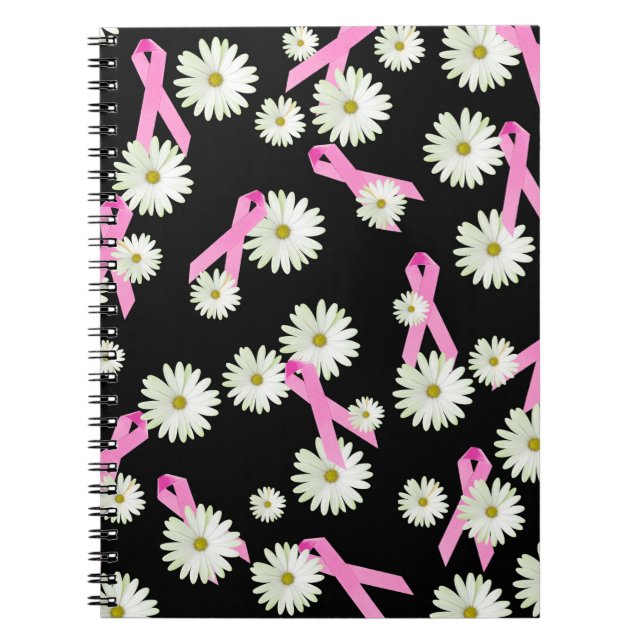 Carnet Rubans et marguerites de sensibilisation au cancer (Devant)
