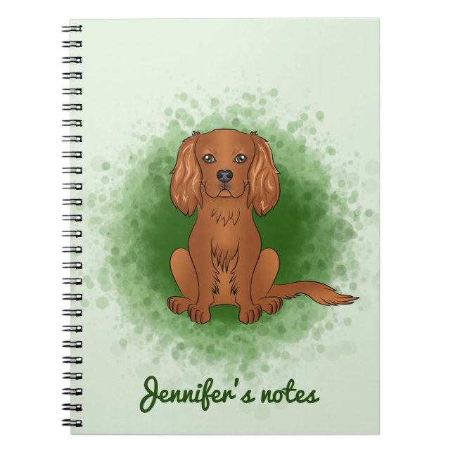 Carnet Ruby Cavalier King Charles Spaniel Chien Sur Vert (Devant)