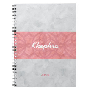 Carnet Ruddy rose Batik gris Aquarelle Nom et année