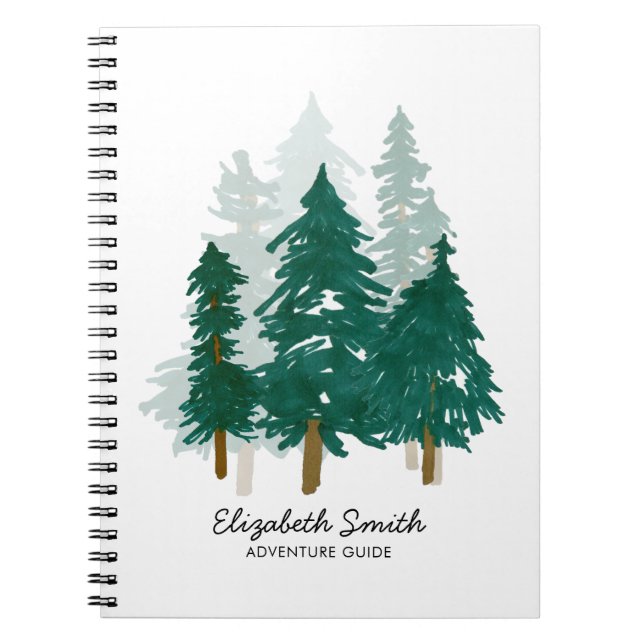 Carnet Russe Aquarelle Pine Forest Woods Nom du script (Devant)