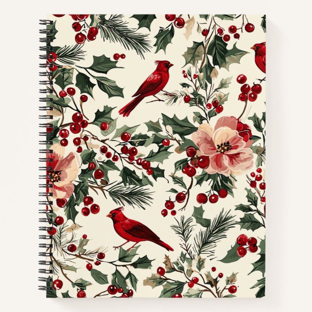 Carnet Rustic Bird et Poinsettia Motif de Noël (14) (Devant)