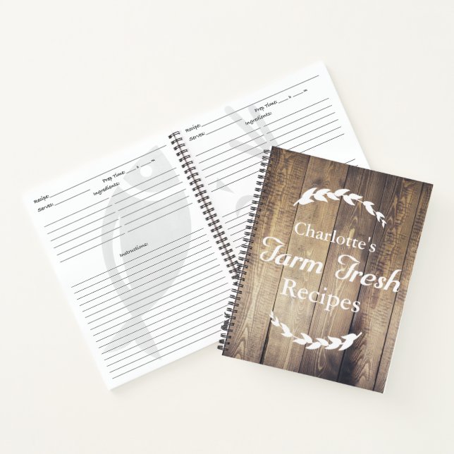 Carnet Rustic Country Farmhouse Grange Wood Recette (Intérieur)