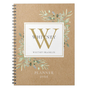 Carnet Rustic Greenery Monogram Name Planner 2021