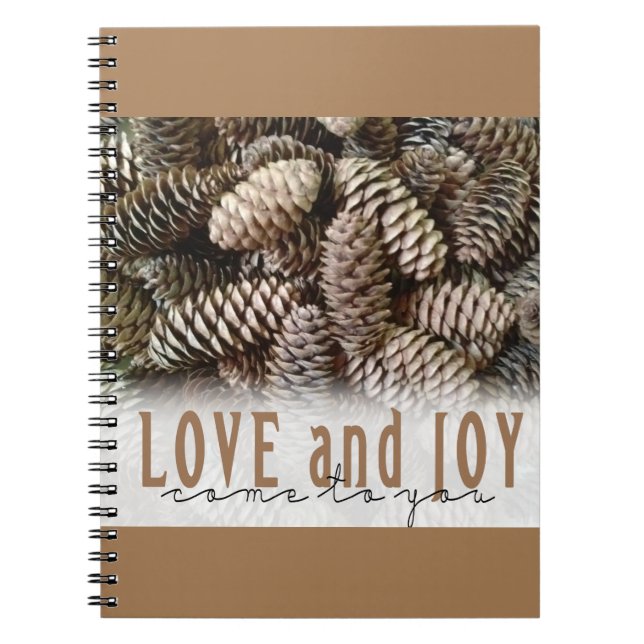 Carnet Rustic Holiday Love and Joy Pine Cone (Devant)