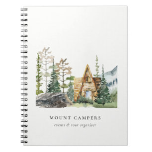 Carnet Rustic Pine Woods Watercolor Camping Mountain Camp