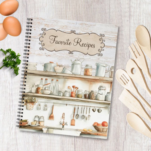 Carnet Rustic Wood Farmhouse Cuisine Famille Recette Livr (In situ)