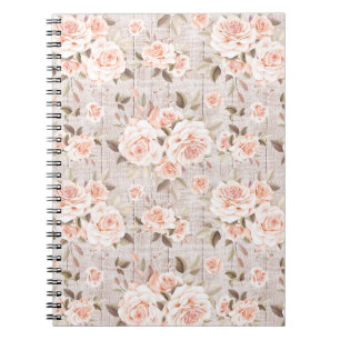 Carnet Rustic Wood & Vintage Roses Romantic Shabby Chic