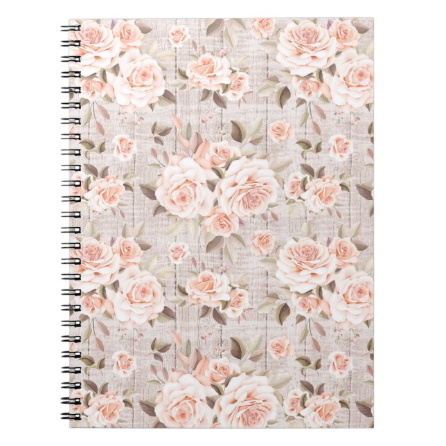 Carnet Rustic Wood & Vintage Roses Romantic Shabby Chic (Devant)