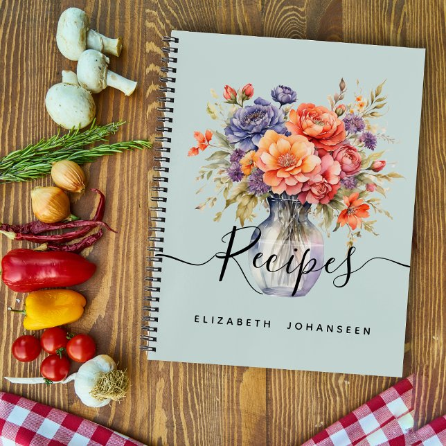 Carnet Rustique Aquarelle Fleurs sauvages Mason Jar Recet (Créateur téléchargé)