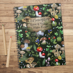 Carnet Rustique Aquarelle Forêt Champignons Moss Plantes