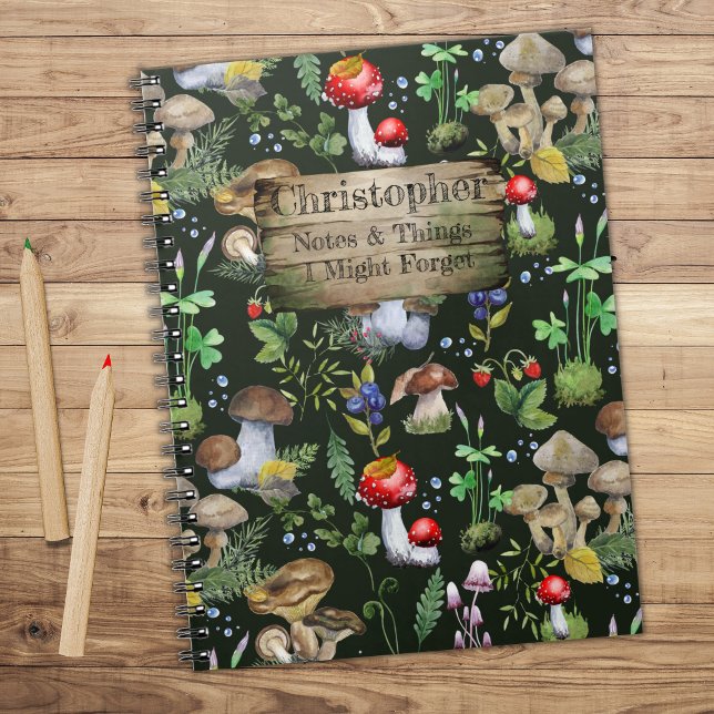 Carnet Rustique Aquarelle Forêt Champignons Moss Plantes (Créateur téléchargé)