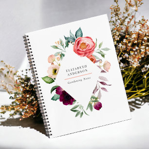 Carnet Rustique Bohème Floral Aquarelle avec Votre Nom