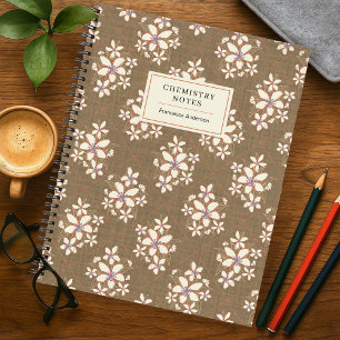 Carnet Rustique Floral Texturé Étudiant Personnalisé 