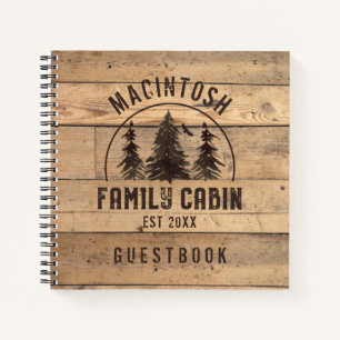 Carnet Rustique Nom de famille Cabine Forest Trees Guestb