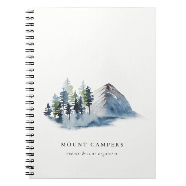 Carnet Rustique Pine des neiges Bois aquarelle Camping Mo (Devant)