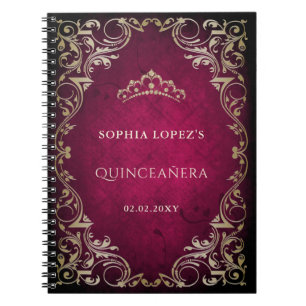 Carnet Rustique Rose Gold Princesse Tiara Quinceanera