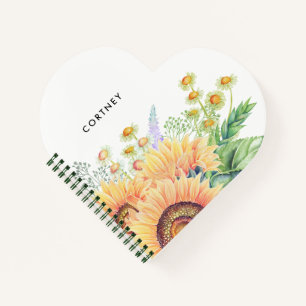 Carnet Rustique   Tournesols de campagne Cadeau personnal