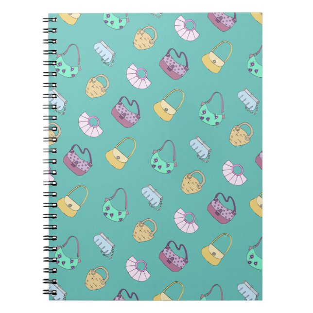 Carnet Sacs à main mignonne Doodles Motif Turquoise (Devant)