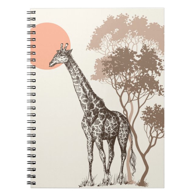 Carnet Safari Coucher de soleil Giraffe Paysage naturel (Devant)