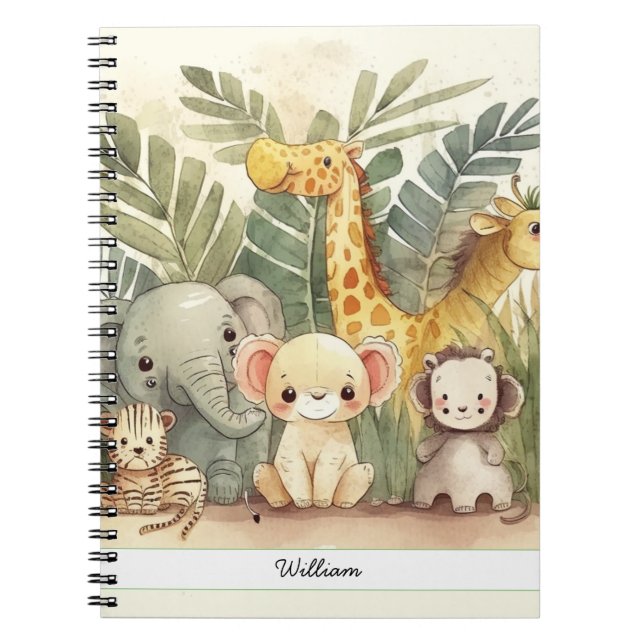 Carnet Safari personnalisé animaux de la jungle (Devant)