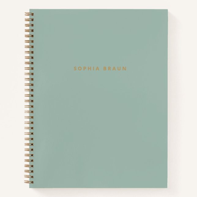 Carnet Sage esthétique Vert & Or Nom moderne (Devant)