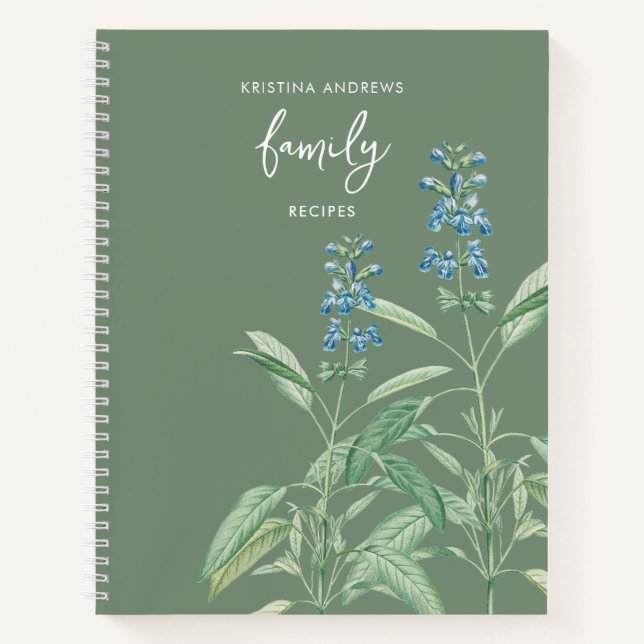 Carnet Sage Green Herbs Recette Famille Cookbook (Devant)
