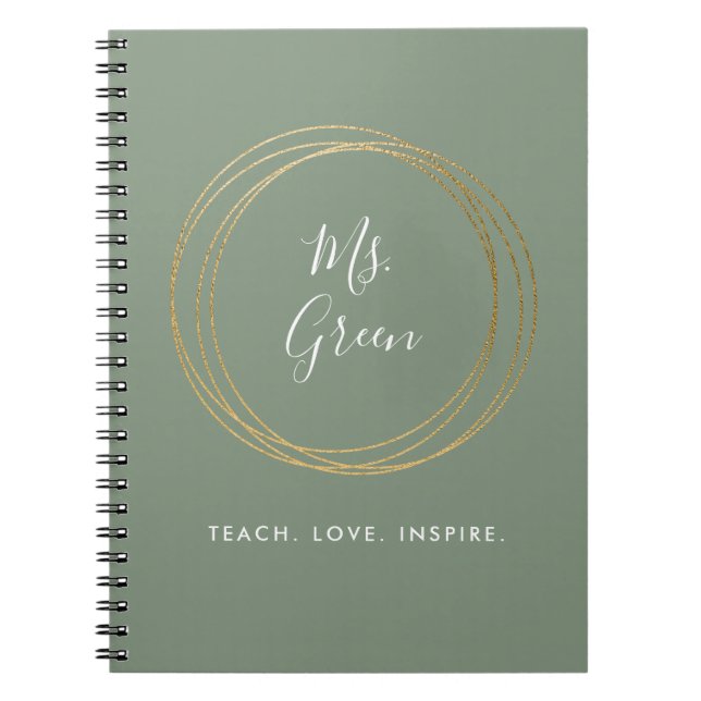 Carnet Sage Green Modern Enseignant Citation Inspirante (Devant)