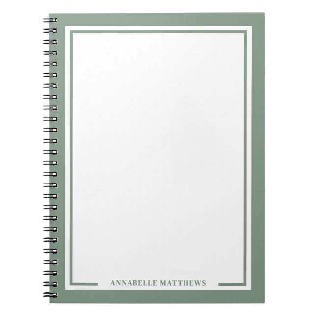 Carnet Sage Green Name Monogram (Devant)