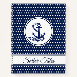 Carnet "Sailor Tales" Texte Modèle Maritime Style Ancre