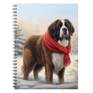 Carnet Saint Bernard Chien à Noël de neige