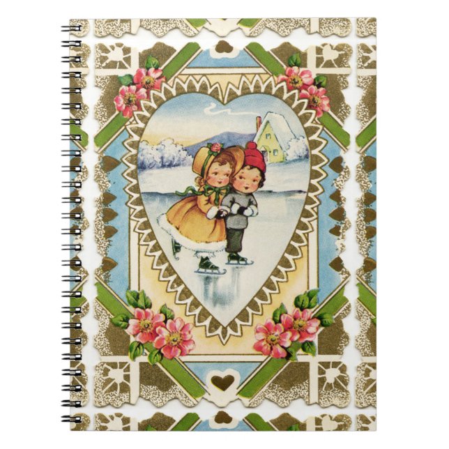 Carnet Saint Valentin victorien avec patinage pour filles (Devant)