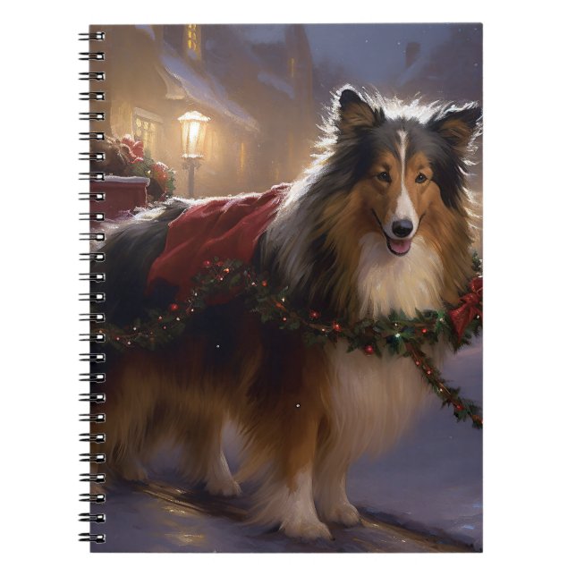 Carnet Saison de Noël du Shetland Sheepdog (Devant)