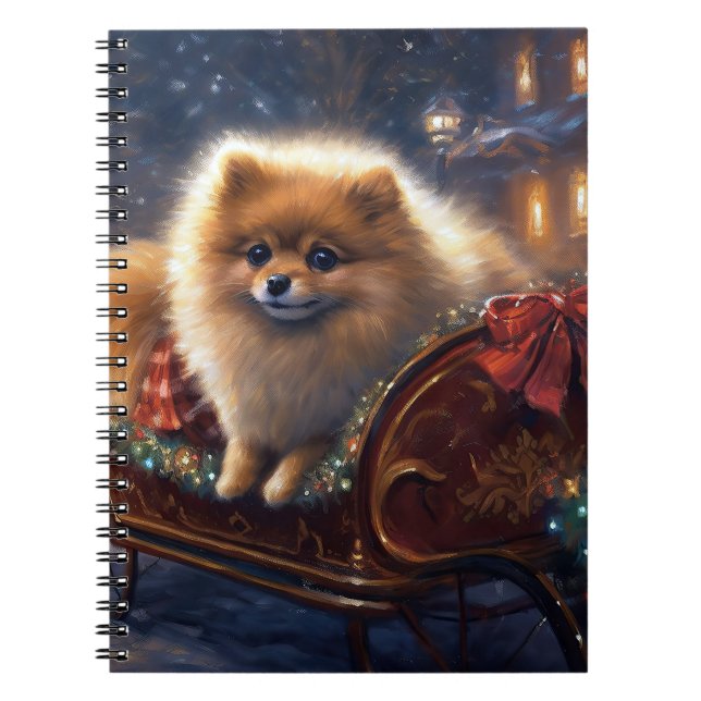Carnet Saison de Noël Poméranienne brossé (Devant)