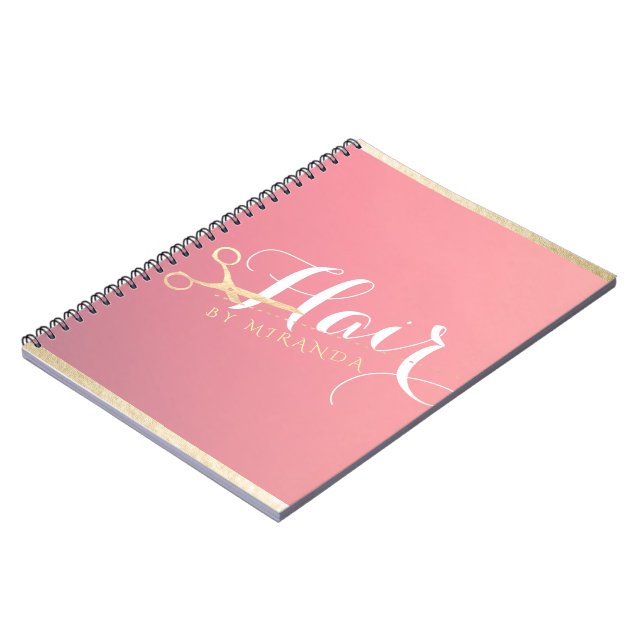 Carnet Salon de maquillage moderne ciseaux d'or rose (Côté gauche)