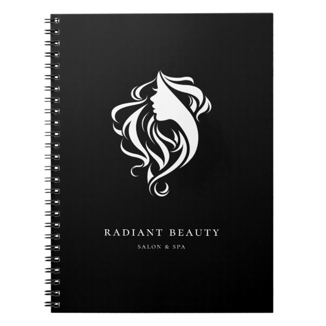Carnet Salon des cheveux moderne Silhouette féminine Logo (Devant)