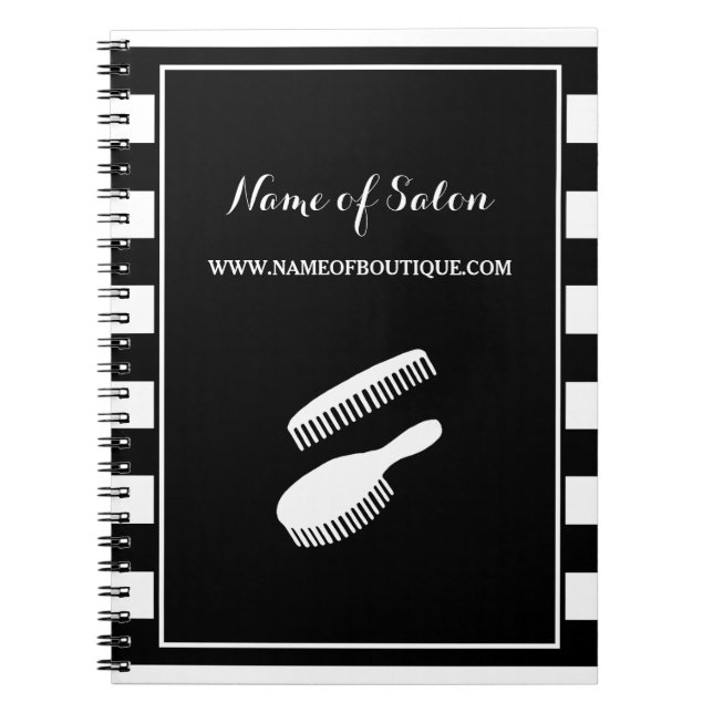 Carnet Salon tendance Black White Stripes Coiffure et bea (Devant)