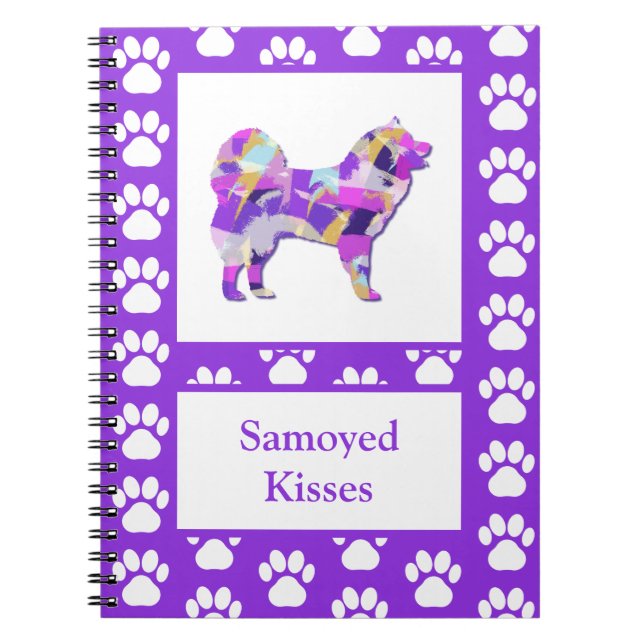 Carnet Samoyé Chien Silhouette Paw Purple PY&B (Devant)