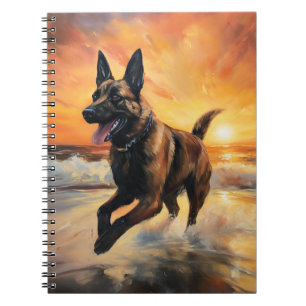 Carnet Sandy Paws Chien Malinois Belge sur le coucher du