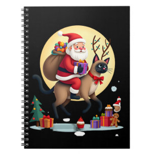 Carnet Santa à cheval sur le renne Chat siamois arbre de