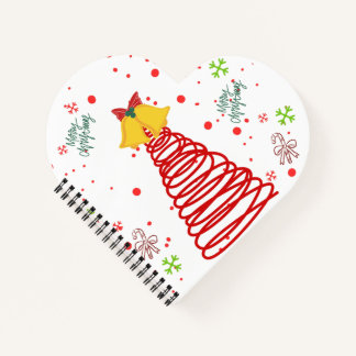 Carnet Sapin de Noël en spirale et motif de cloches