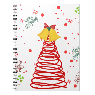 Carnet Sapin de Noël en spirale et motif de cloches