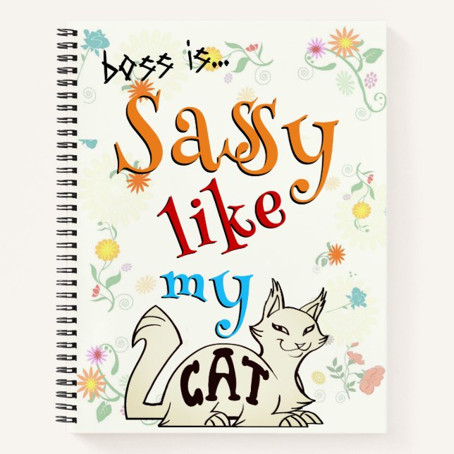 Carnet Sassy Like My Cat Bold Cat-titude Typographie (Devant)